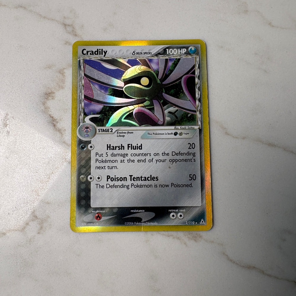 Pokemon Cradily Delta Species 2/110 EX Holon Phantoms Holo Rare 2006 Metal Grass
